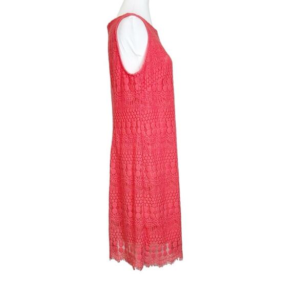 Ronni Nicole Dress Womens Size 6 Coral Lined Lace Sheath Sleeveless Delicate - Picture 2 of 7